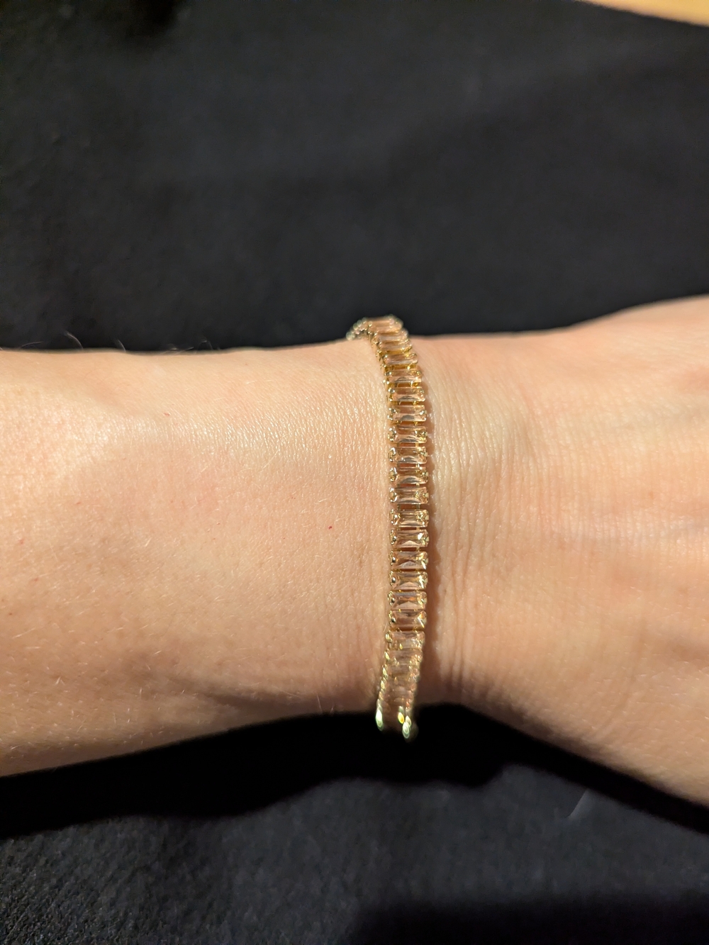 Gold Champagne Baguette Tennis Bracelet - Women Jewelry